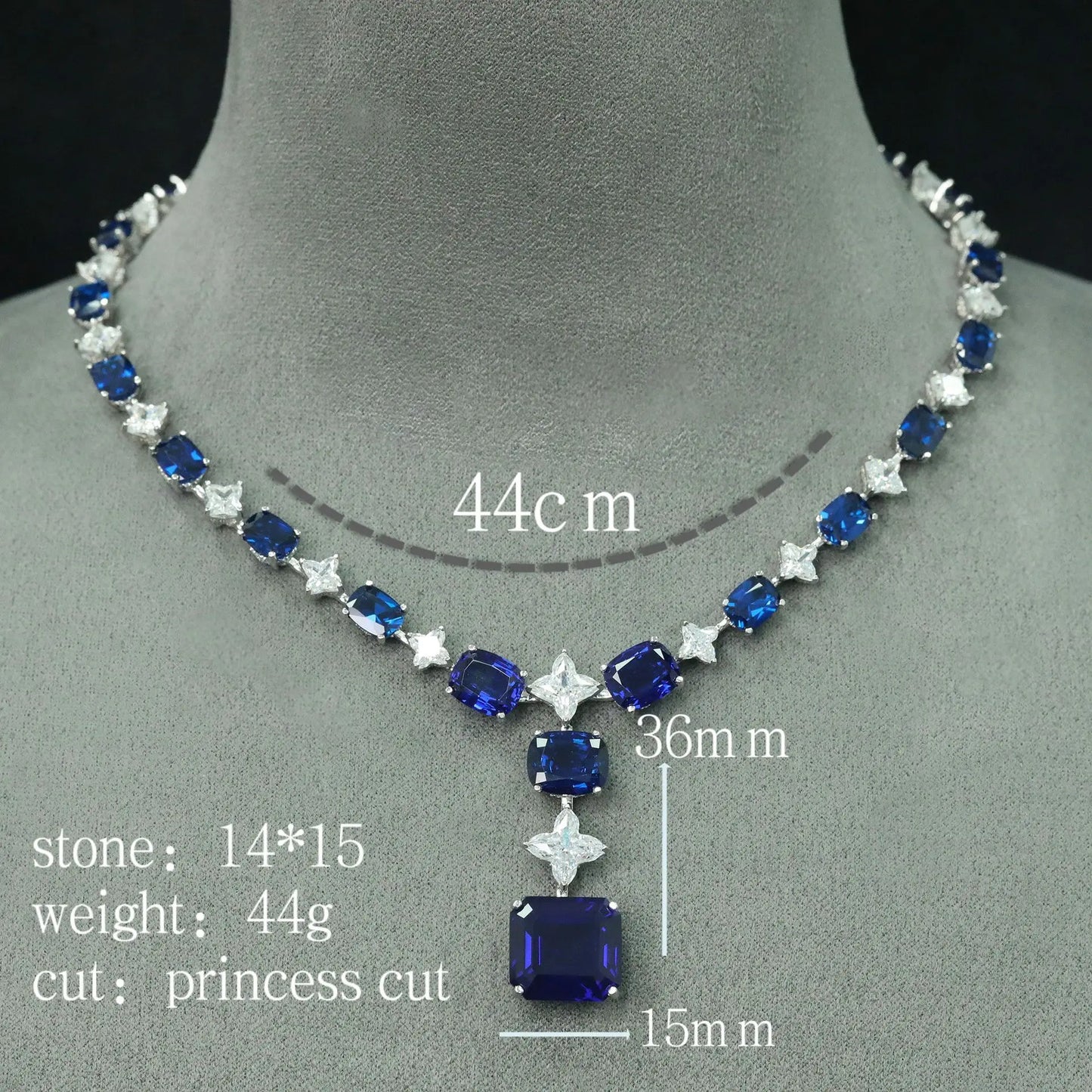 100% Luxury 925 Sterling Silver Lab Sapphire High Carbon Diamonds Gemstone Pendant Necklaces Fine Jewelry Anniversary