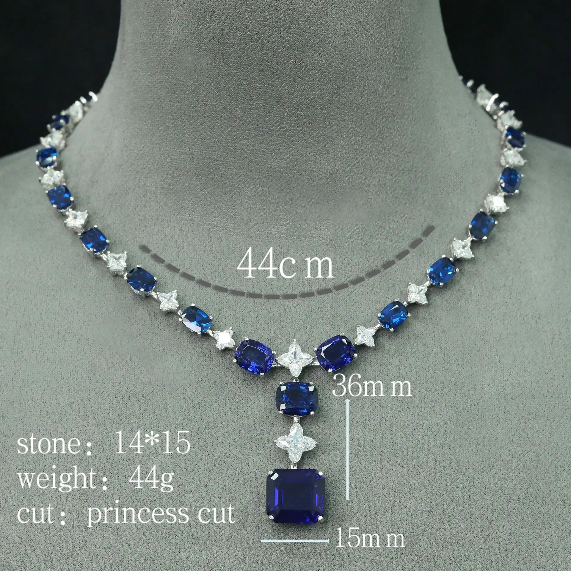 100% Luxury 925 Sterling Silver Lab Sapphire High Carbon Diamonds Gemstone Pendant Necklaces Fine Jewelry Anniversary
