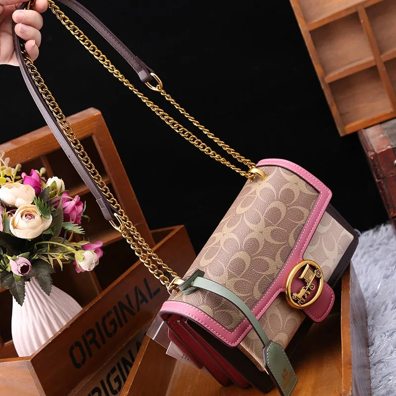 Light Luxury Women'S Bag 2025 New High-End Color Contrast Single Shoulder Underarm Bag Designer Fashionable Crossbody Small Squa (016)