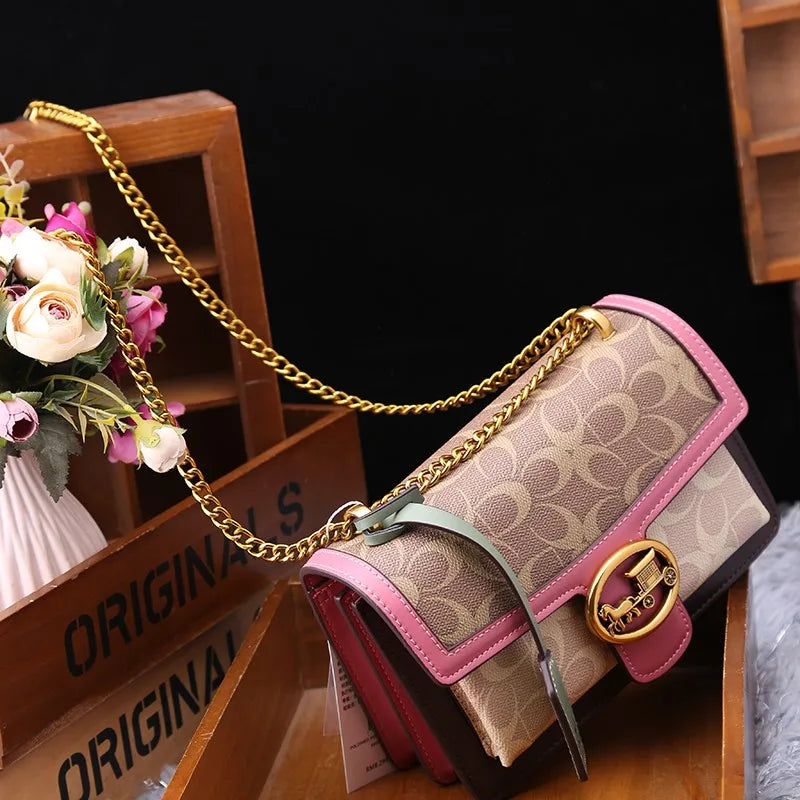 Light Luxury Women'S Bag 2025 New High-End Color Contrast Single Shoulder Underarm Bag Designer Fashionable Crossbody Small Squa (016)