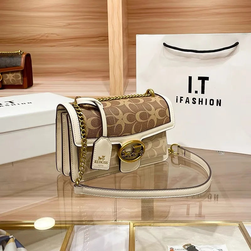 Light Luxury Women'S Bag 2025 New High-End Color Contrast Single Shoulder Underarm Bag Designer Fashionable Crossbody Small Squa (016)