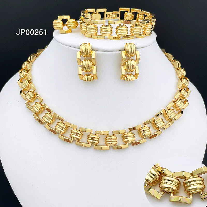 High Quality Jewellery Set for Women Dubai Nigeria Party Jewelry Necklace Earrings Bracelet and Ring Wedding Party Gift (103)