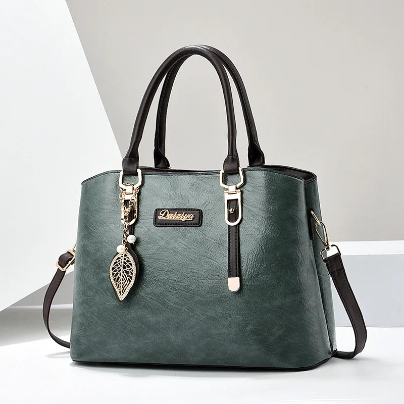 Pu Leather Casual Women'S Bags New Large Capacity Middle-Aged Mom Crossbody Bags Luxury Handbags Designer Ladies Shoulder Bags (011)