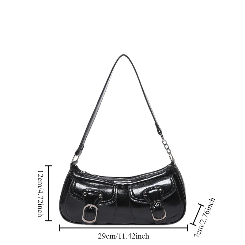 Women'S Shoulder Bag Fashion Commuting Armpit Bag Personality Trendy Cool Scooter Bag Small Senior Sense Shoulder Crossbody Bag (058)