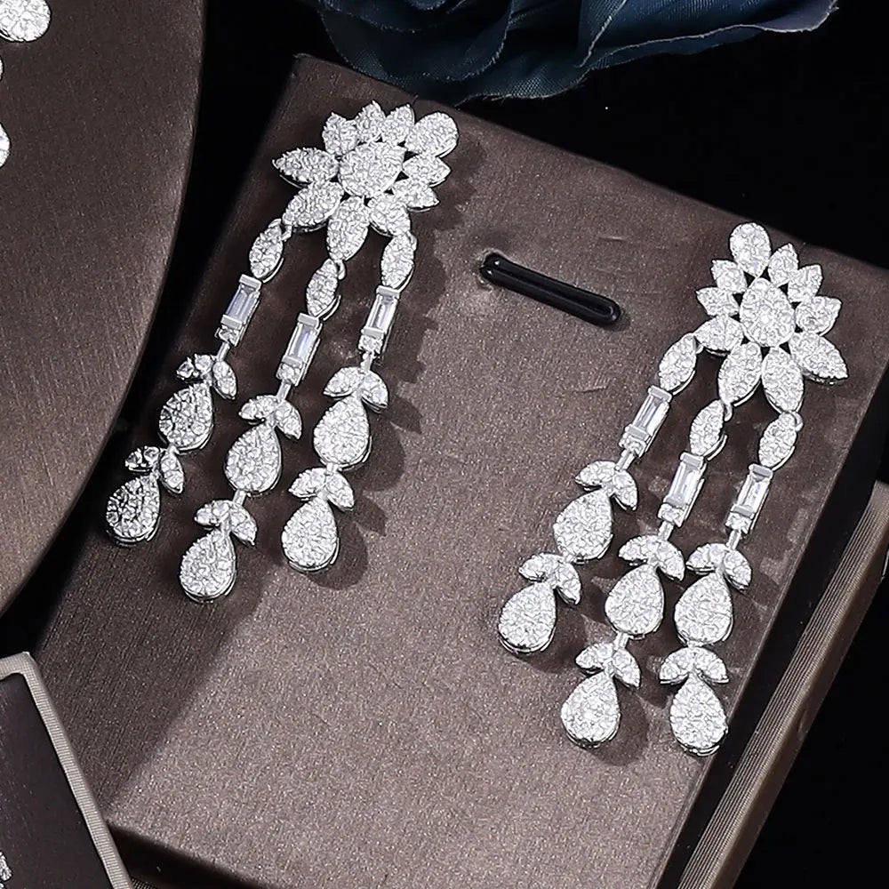 2022 New Fashion 4 Piece Bridal Zirconia Jewelry Set for Women'S Party, Luxury Dubai Nigerian Crystal Wedding Jewelry Set (013)