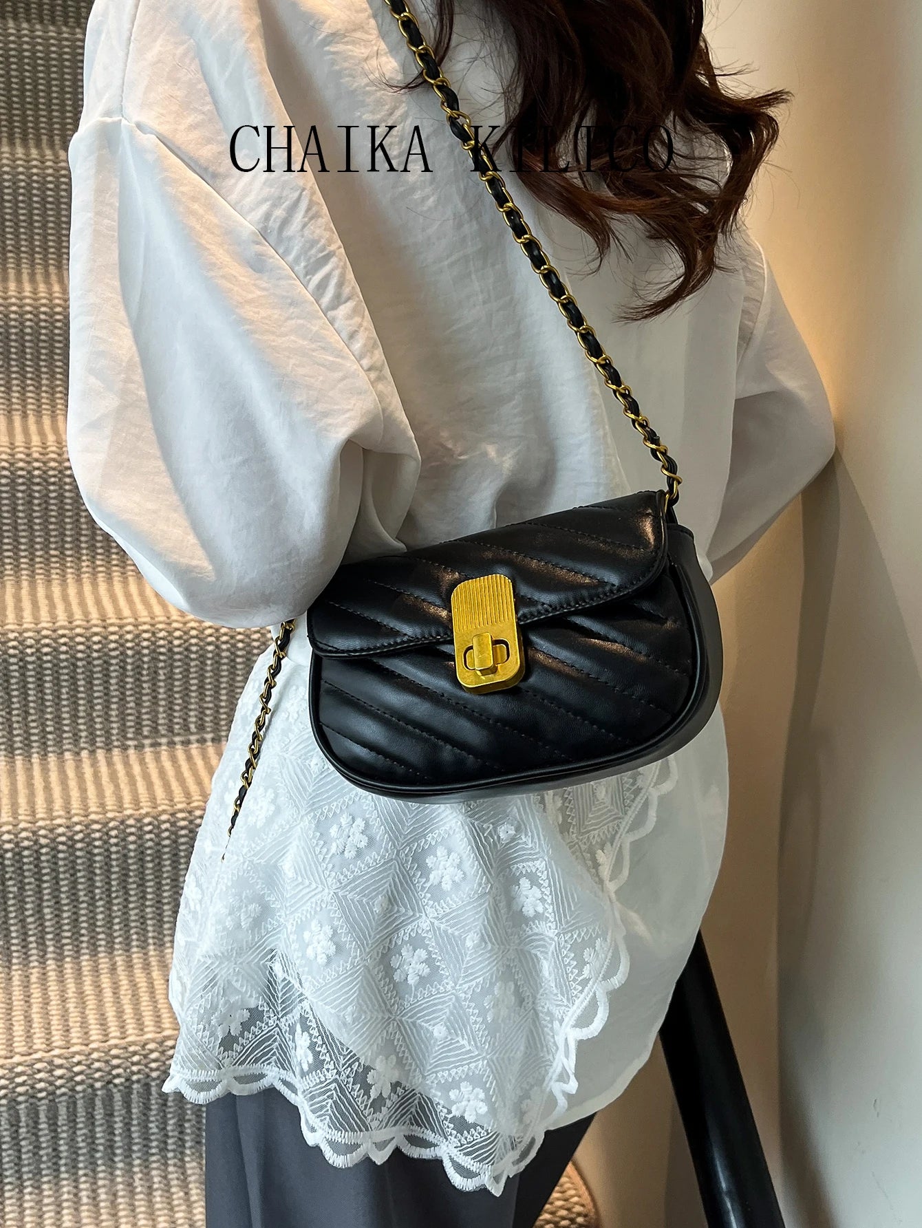 CHAIKA KILTCO Xiaoxiangfeng Diamond Grid Chain Bag 2025 New Single Shoulder Crossbody Bag Fashionable and Versatile Texture Bag (012)