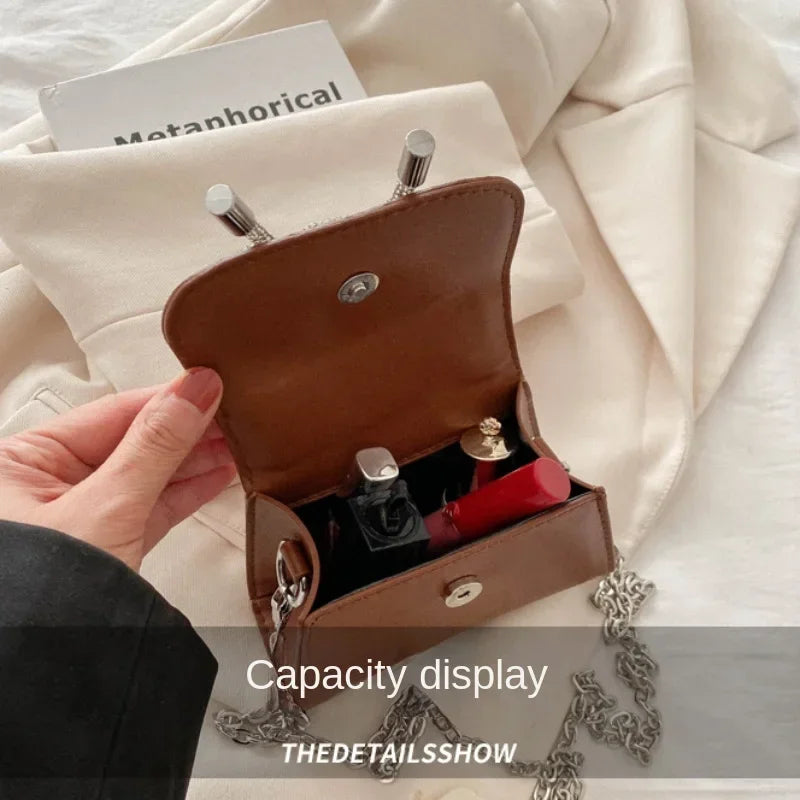 Bow Design Solid Color Mini Shoulder Bag PU Leather Flap Crossbody Bags for Women 2024 Fashion Female Chain Purse and Handbags (077)