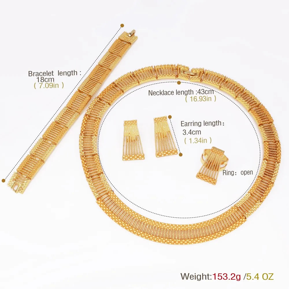 Gold Plated Jewelry Set for Women Dubai African Itatian Necklace Bracelet Earring Ring 2025 New Bueqant Jewelry Gifts (040)