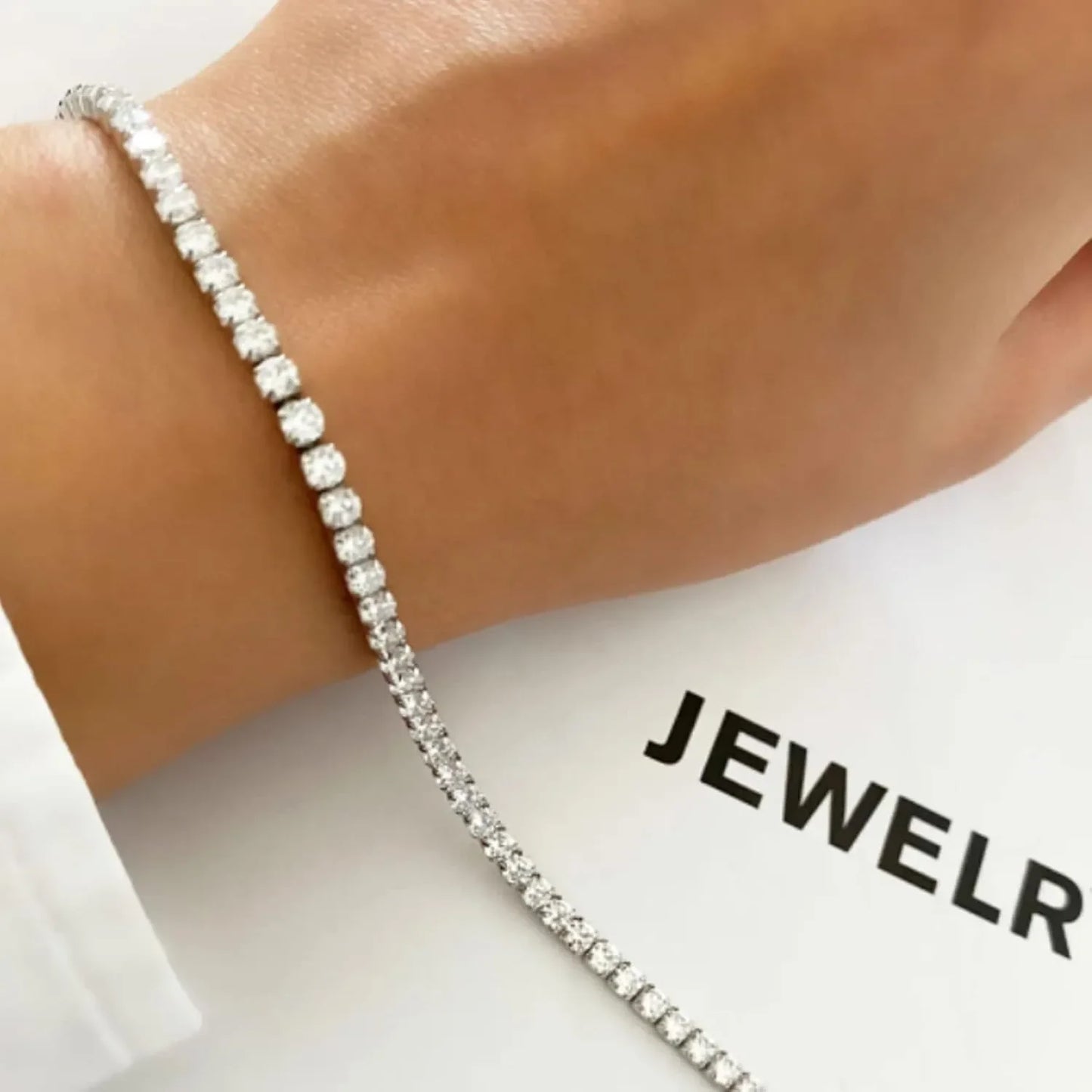 Tennis Necklace Bracelet for Women Sliver Plated Dainty Chocker Necklace Earrings Bracelet for Women Wedding Jewelry for Women (069)