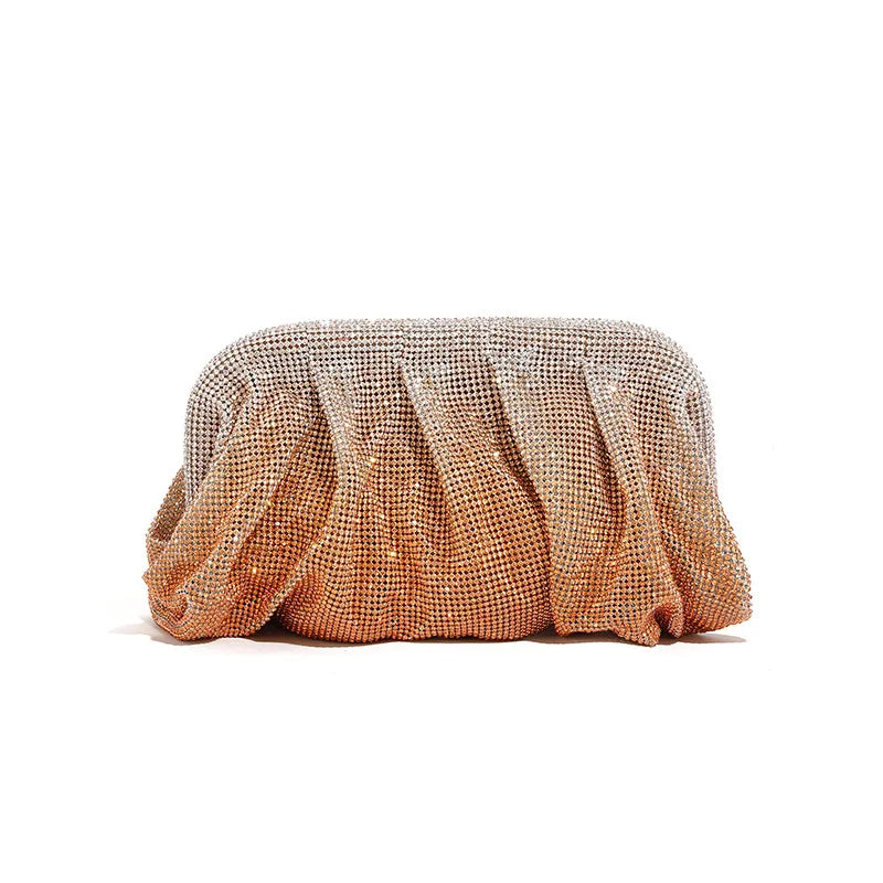 Shinny Ruched Rhinestone Clucth Purse Women Luxury Designer Evening Bags Fashion Party Dinner Handbag Bridal Makeup Bag