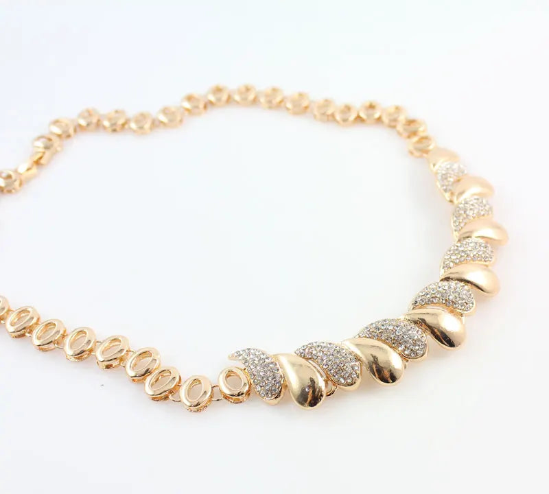 Fashion Women African Gold Color Necklace Earrings Set Party Bridal Wedding Accessories Jewelry Set (150)
