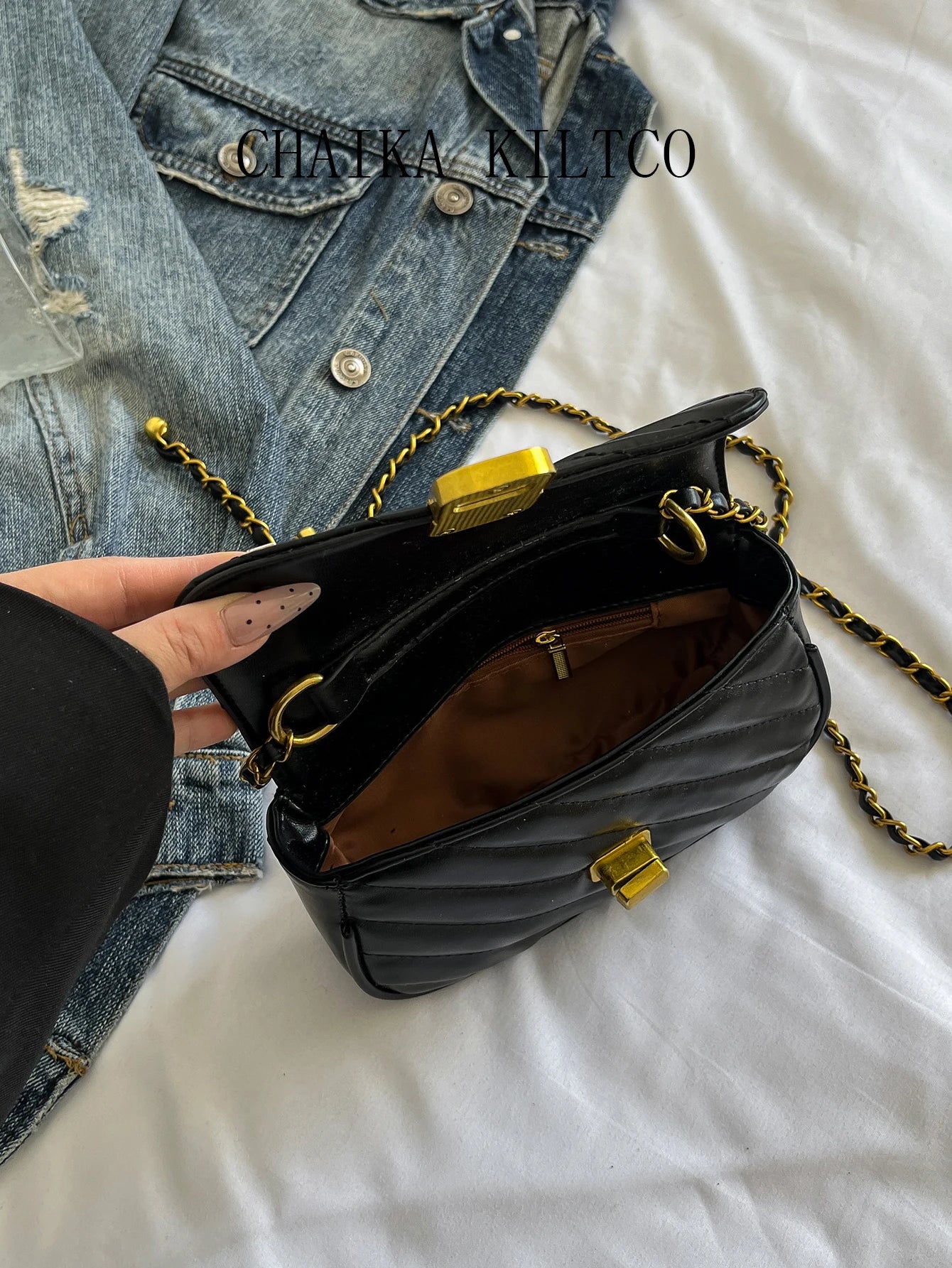 CHAIKA KILTCO Xiaoxiangfeng Diamond Grid Chain Bag 2025 New Single Shoulder Crossbody Bag Fashionable and Versatile Texture Bag (012)