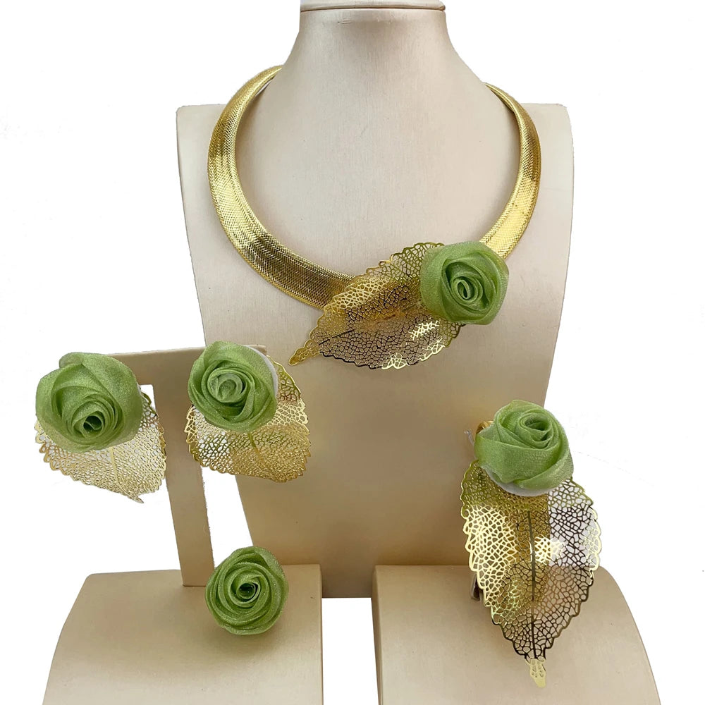 Woman Necklace Jewelry Set Fashion Necklace Earring Ring Bracelet Trend Clothing Free Shipping Jewelry FHK20644