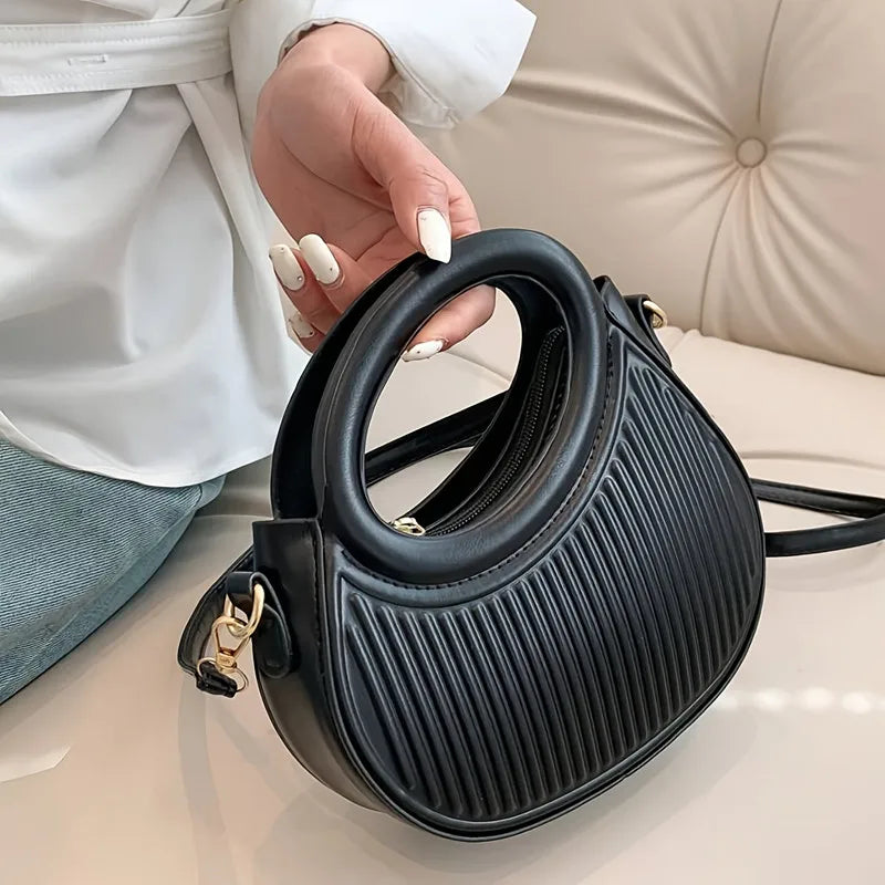 Chic Stripe Design Crossbody Bags for Women Elegant Synthetic Leather Handbag, Purse, Luxury Look Shoulder Bag for Everyday Use (078)