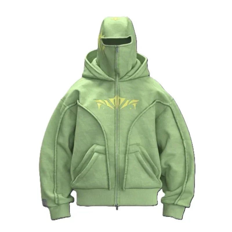 Y2K Fashion Retro Hoodie Harajuku Super Large Embroidery Double Hat Design Zipper Hoodie Gothic New Men Women Hip Hop Streetwear