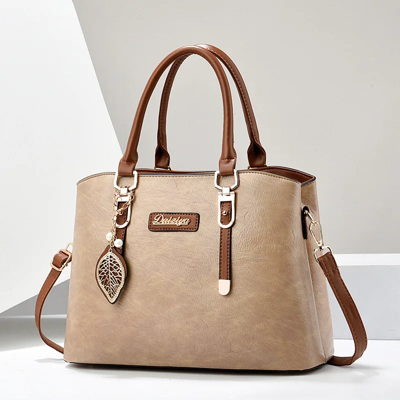 Pu Leather Casual Women'S Bags New Large Capacity Middle-Aged Mom Crossbody Bags Luxury Handbags Designer Ladies Shoulder Bags (011)