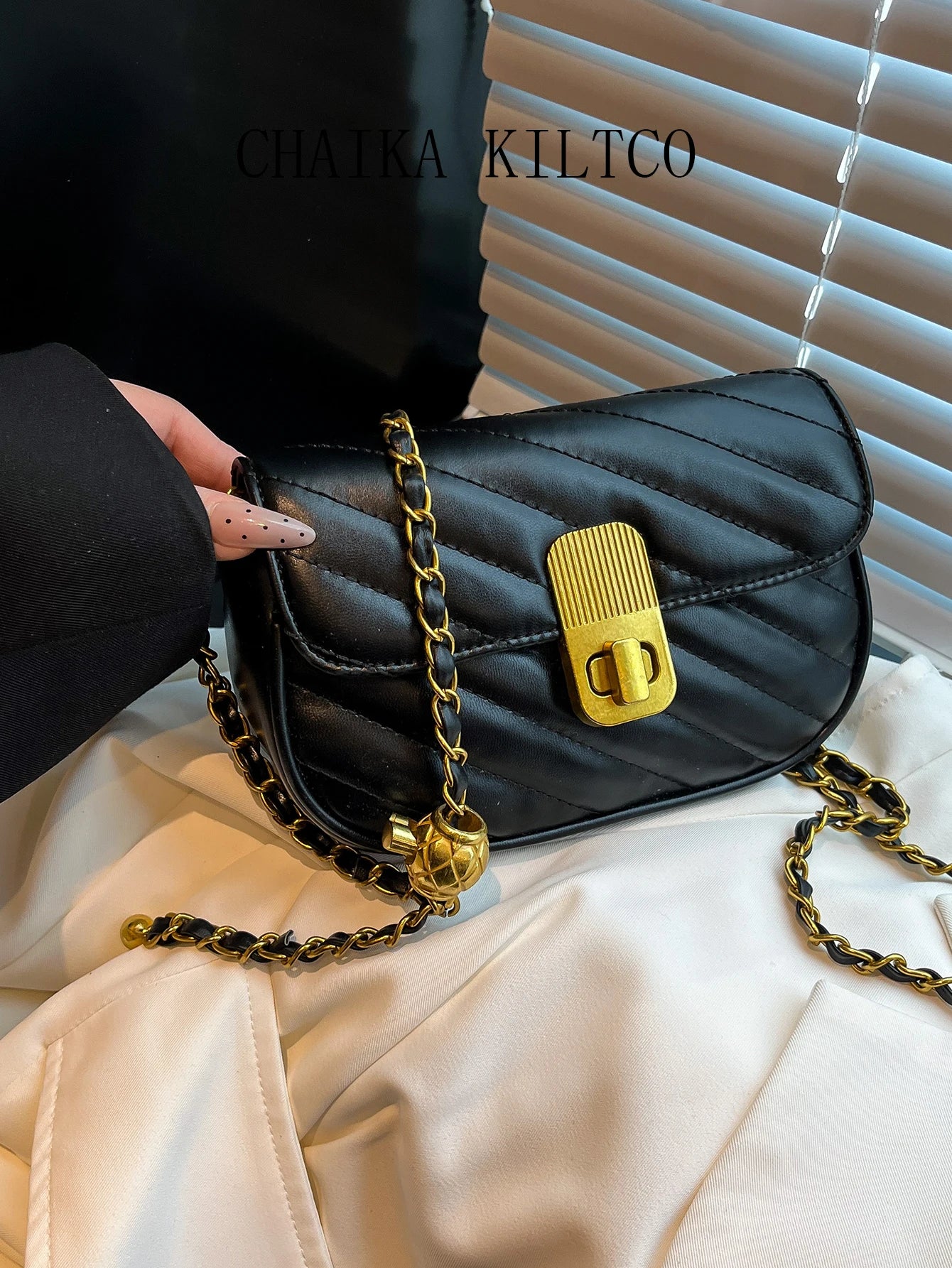 CHAIKA KILTCO Xiaoxiangfeng Diamond Grid Chain Bag 2025 New Single Shoulder Crossbody Bag Fashionable and Versatile Texture Bag (012)
