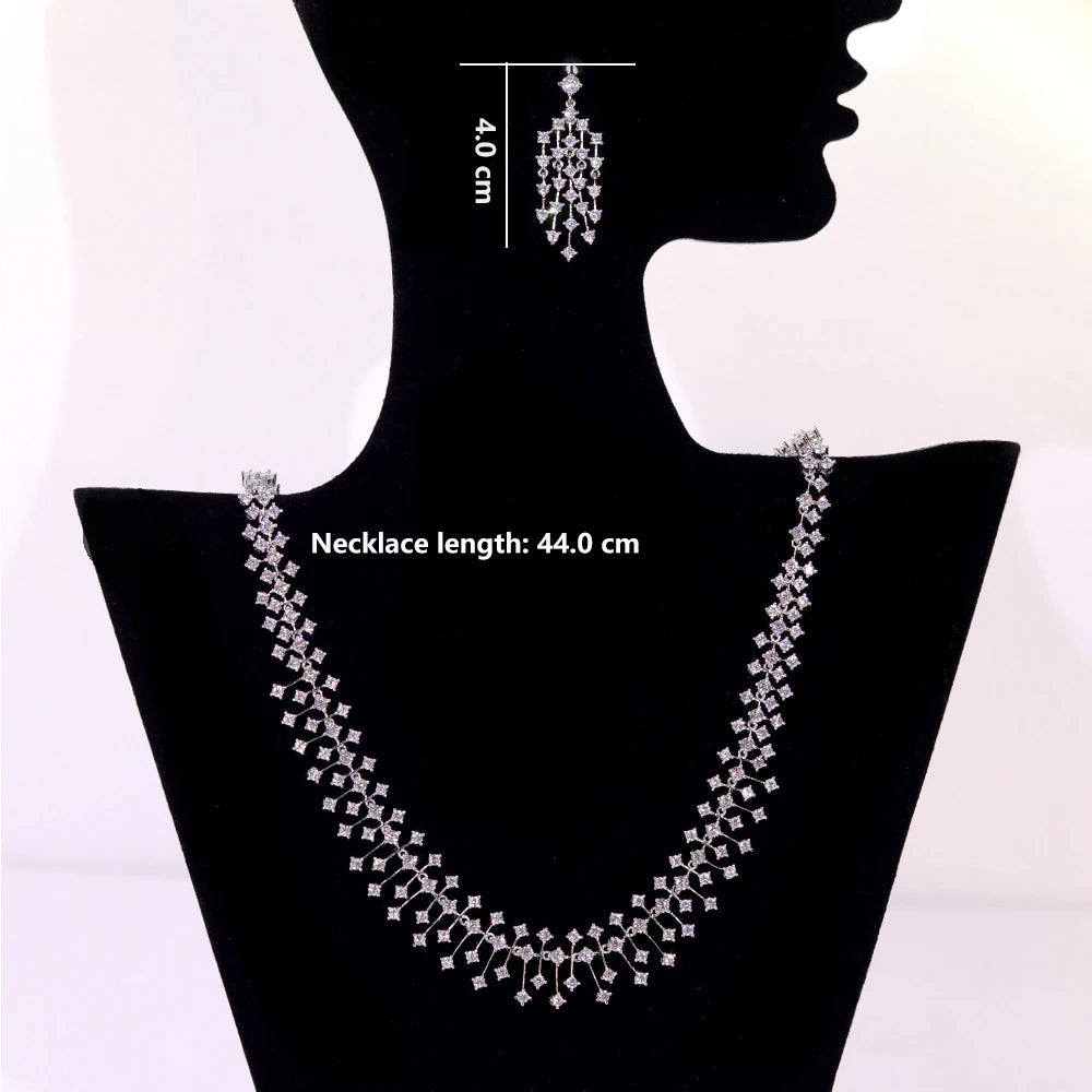 Fashion CZ Bride Indian Jewelry Set for Women Water Drop Wedding Design Choker Necklace Girlfriend Birthday Gifts X0520 (015)