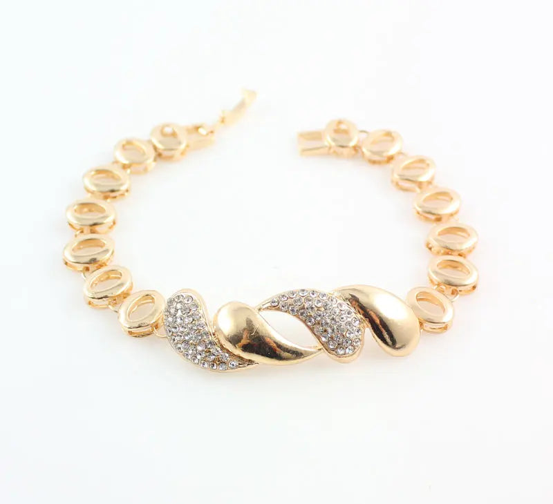 Fashion Women African Gold Color Necklace Earrings Set Party Bridal Wedding Accessories Jewelry Set (150)