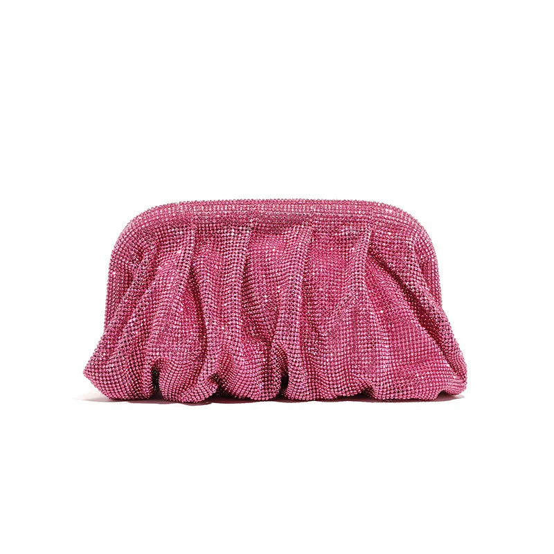 Shinny Ruched Rhinestone Clucth Purse Women Luxury Designer Evening Bags Fashion Party Dinner Handbag Bridal Makeup Bag