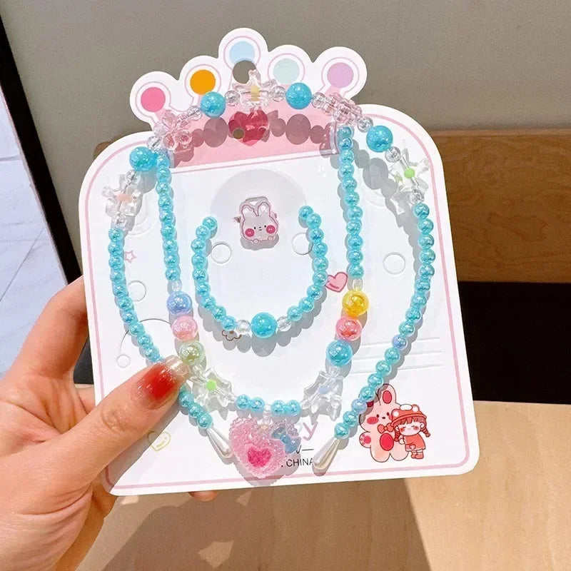 4Pcs Children Necklace Bracelet Set Cute Unicorn Rainbows Necklace Bracelets for Little Girls Fashion Jewelry Sets Wholesale (142)