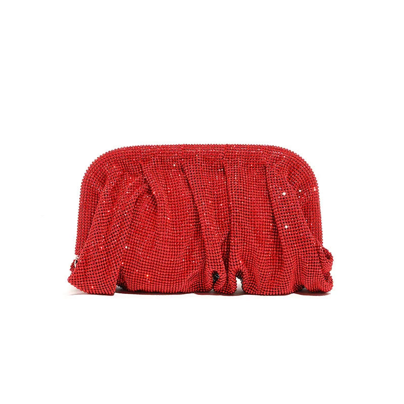 Shinny Ruched Rhinestone Clucth Purse Women Luxury Designer Evening Bags Fashion Party Dinner Handbag Bridal Makeup Bag