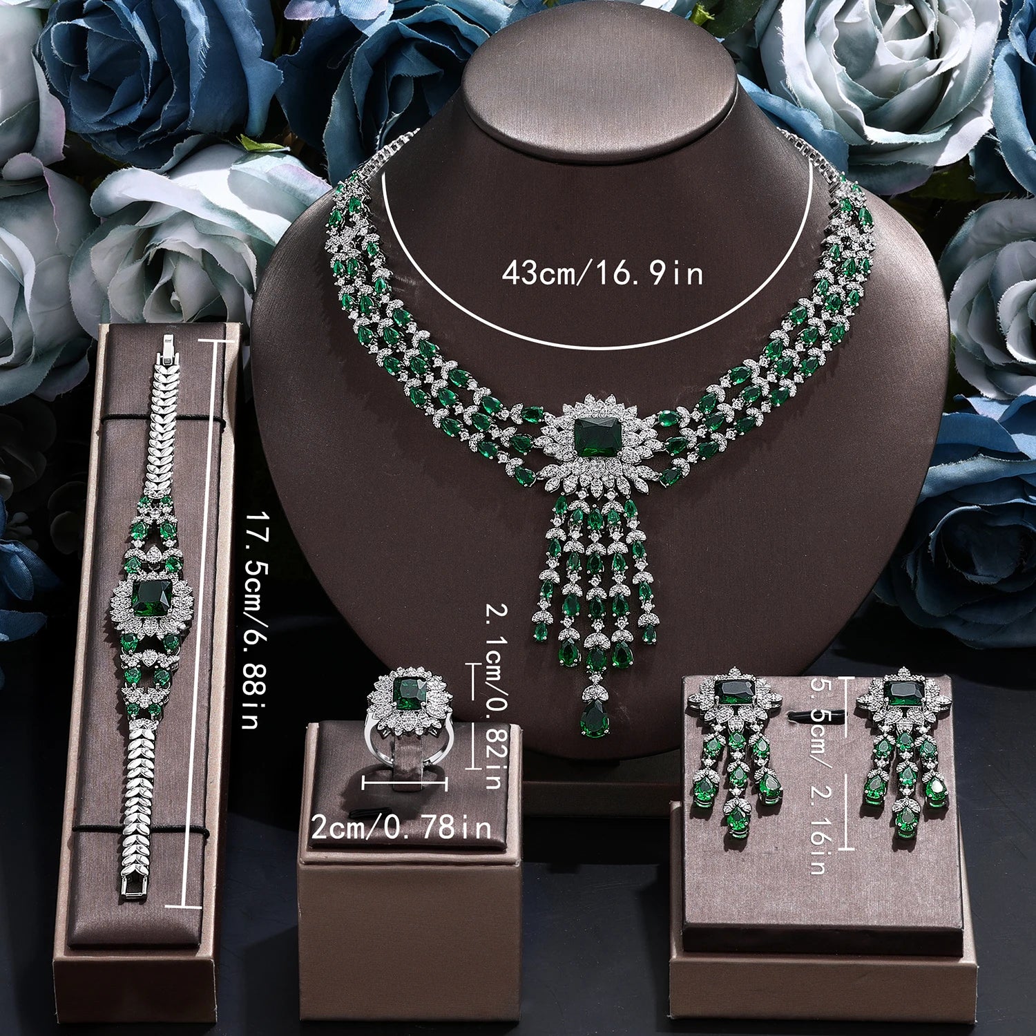 2024 New 4-Piece Bridal Wedding Set Cubic Zirconia Nigeria Africa Luxury Wedding Party Jewelry Set (048)