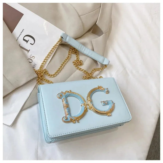 Fashionable Lady'S Handbag PU High-Quality Material Shoulder Bag Golden Decorated Jingdian Crossbody Bag Solid Color Square Bag (013)