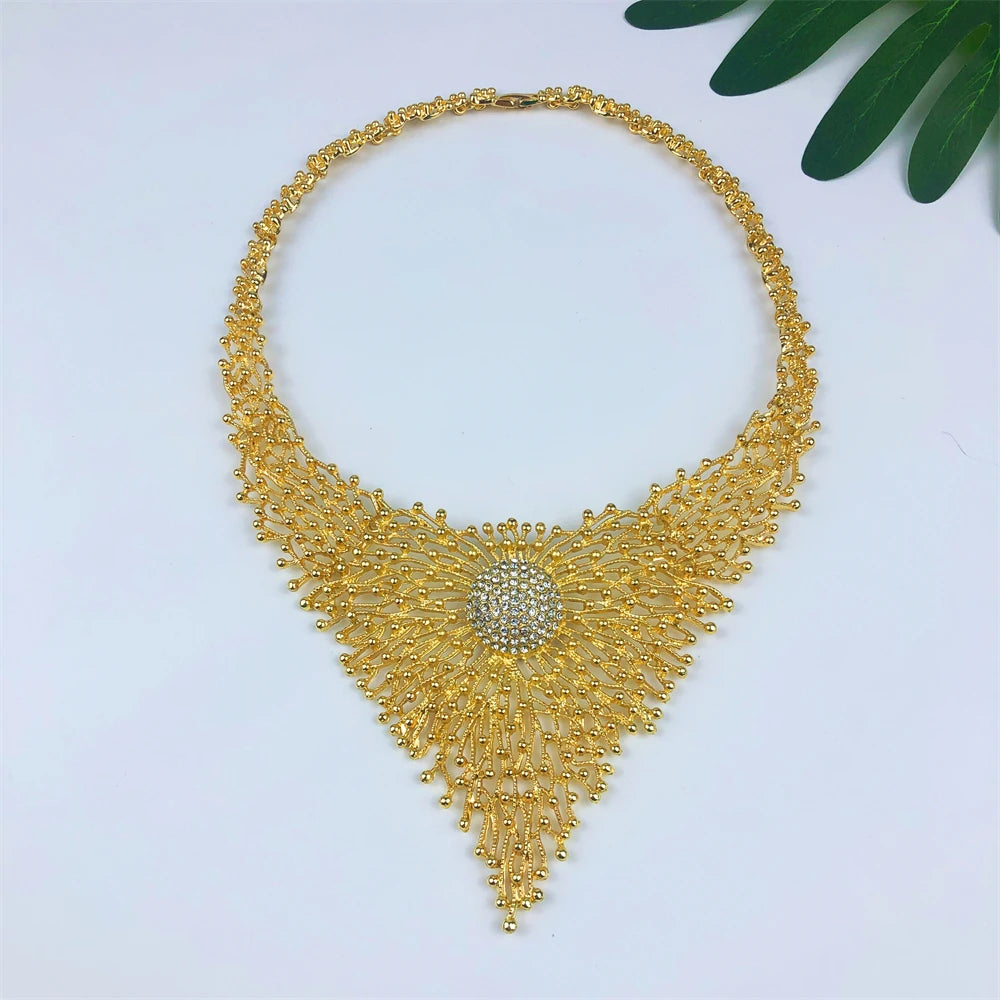 High Quality 18K Gold Plated Jewelry Sets for Women Luxury Design Necklace Earrings Bracelet and Ring Full Set Jewelry Trending