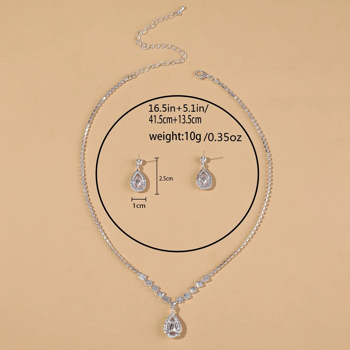 5 Women'S Fashion Droplet Earrings Necklace Bracelet Ring Set Wedding Banquet Party Holiday Gift (123)