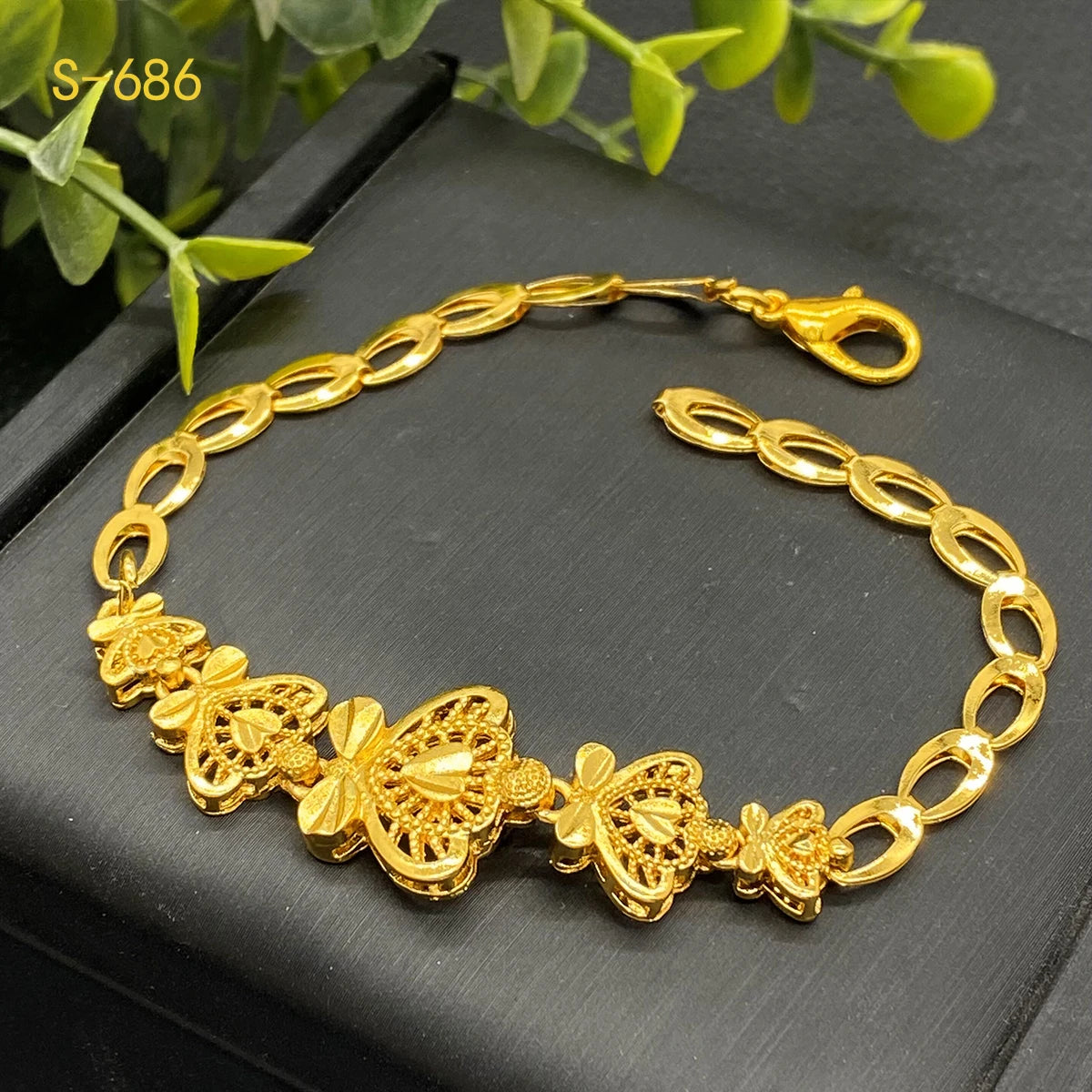 Indian 24K Gold Color Flower Shape Necklace Earrings Bracelet Ring Set Elegant Bridal Wedding Jewelry Sets for Dubai Lady (136)
