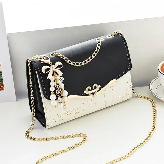 1 Pcs Versatile New Cute and High-End Handbag for Female College Students Fashionable and Versatile Chain Crossbody Shoulder Bag (067)