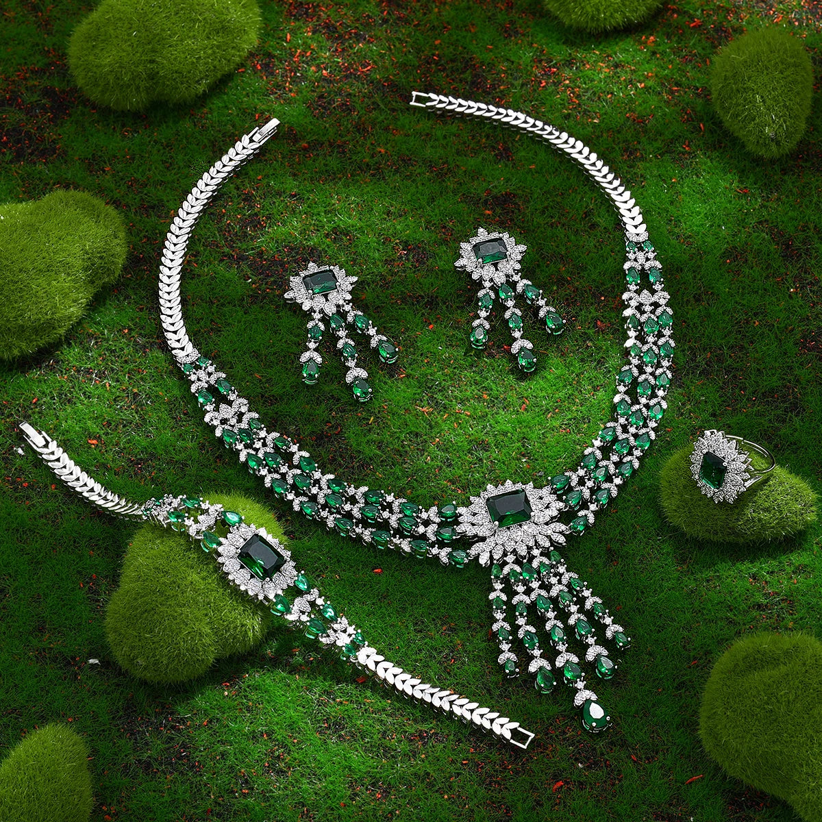 2024 New 4-Piece Bridal Wedding Set Cubic Zirconia Nigeria Africa Luxury Wedding Party Jewelry Set (048)