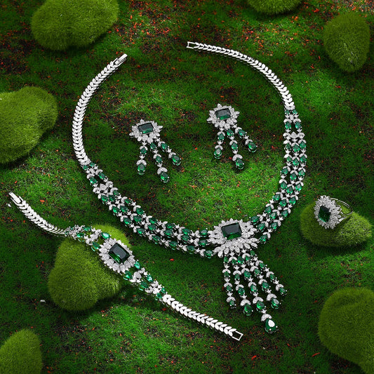 2024 New 4-Piece Bridal Wedding Set Cubic Zirconia Nigeria Africa Luxury Wedding Party Jewelry Set (048)