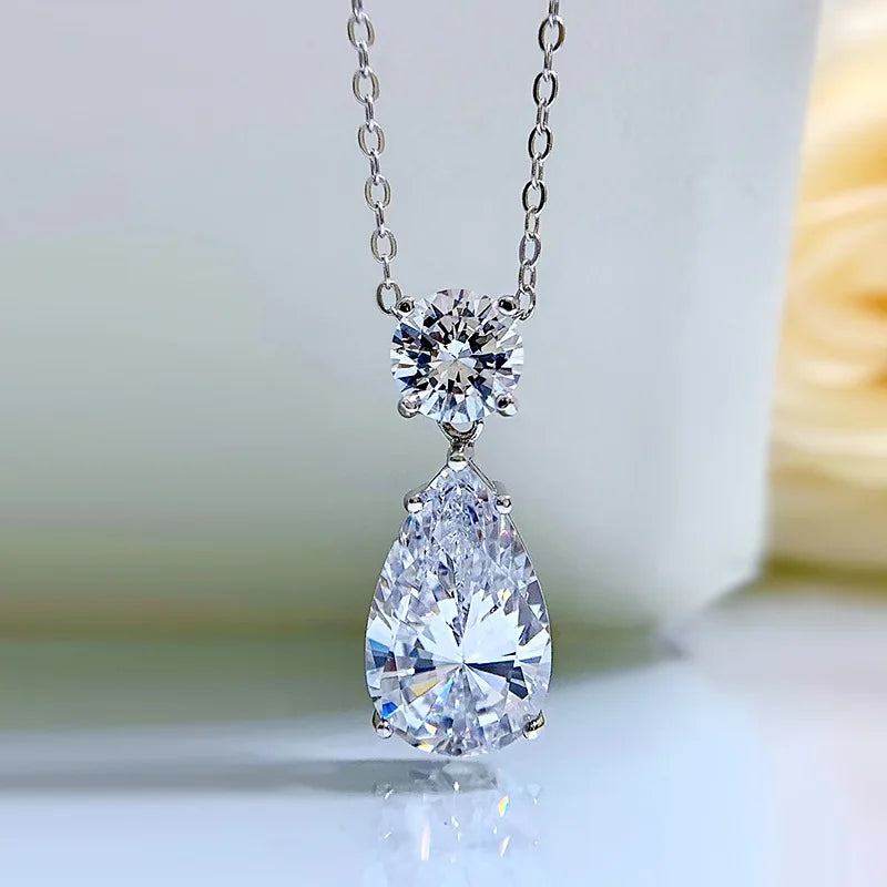 Jewelry Set Necklace Earrings 10*16MM High Carbon Diamond S925 Silver Jewelry Wedding Party Commemorative Gift (062)