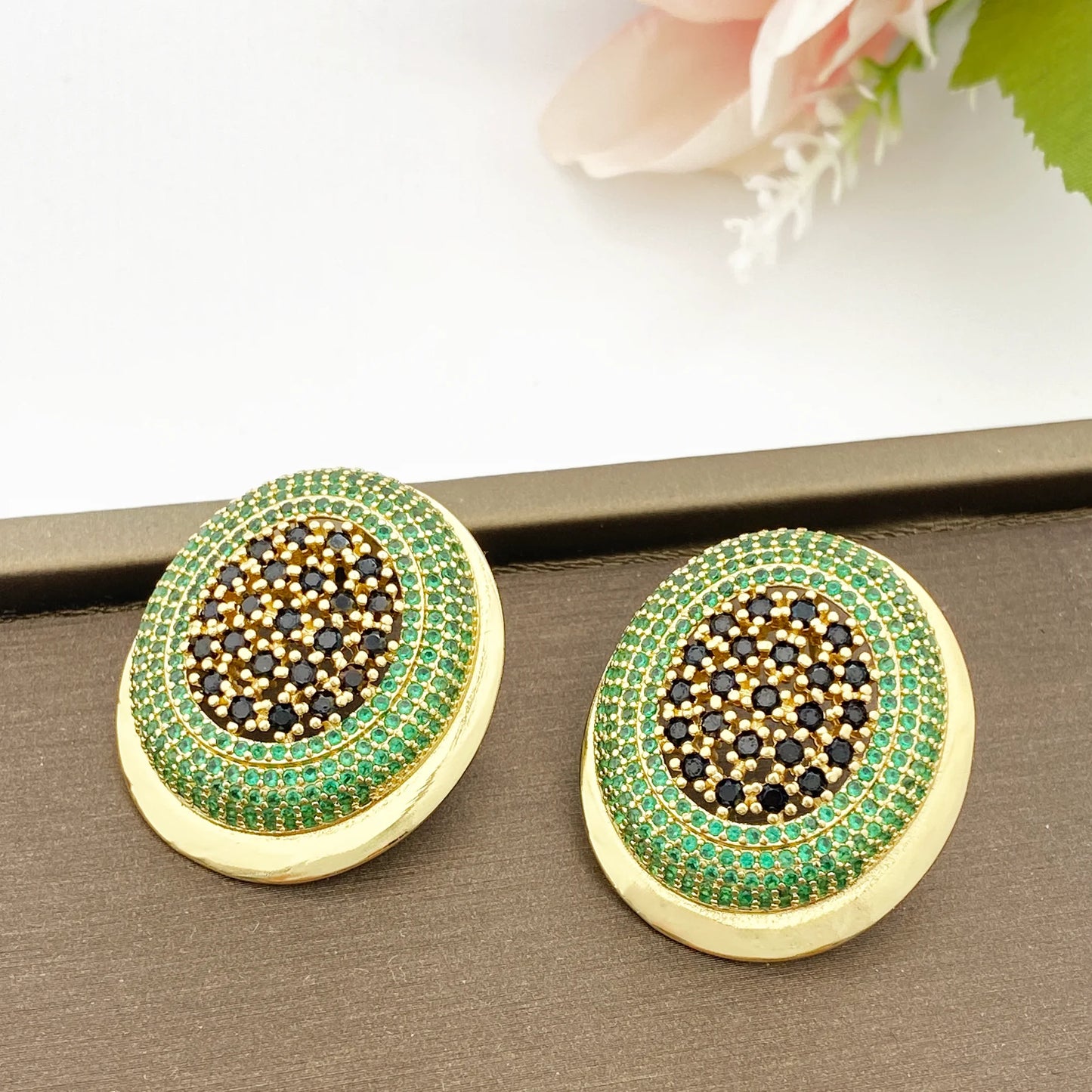 HY Gold-Plated Zirconia 4-Piece Bridal Necklace, Earrings, Bracelet, Ring, Ultra-Fashionable Libyan Dubai Bridal Jewelry Set (091)