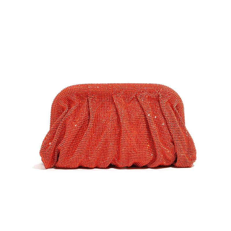 Shinny Ruched Rhinestone Clucth Purse Women Luxury Designer Evening Bags Fashion Party Dinner Handbag Bridal Makeup Bag