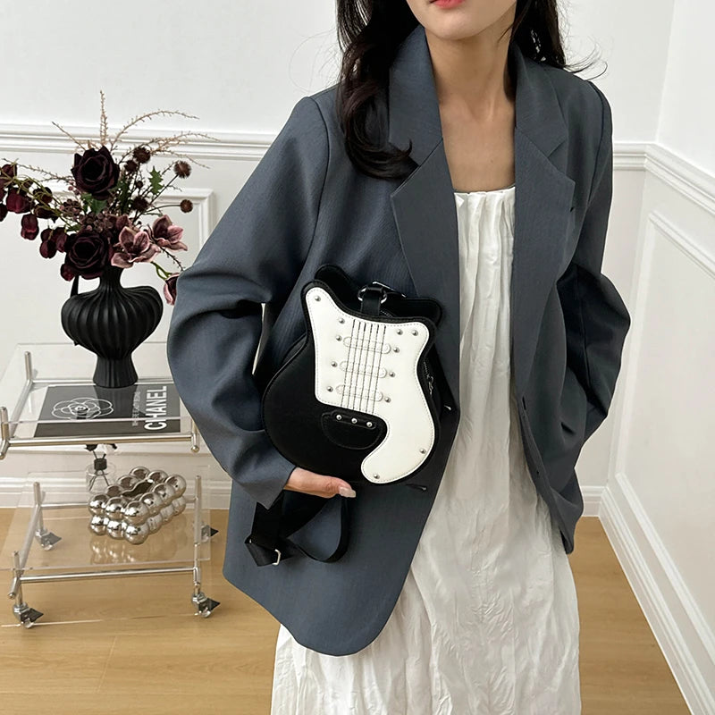 PU Niche Design Crossbody Bag Fashion Personality Guitar Female Bags on Sale 2025 Brand Versatile High Quality Shoulder Bags (060)