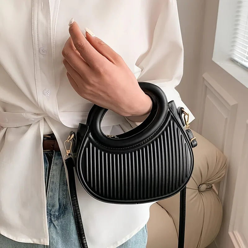 Chic Stripe Design Crossbody Bags for Women Elegant Synthetic Leather Handbag, Purse, Luxury Look Shoulder Bag for Everyday Use (078)