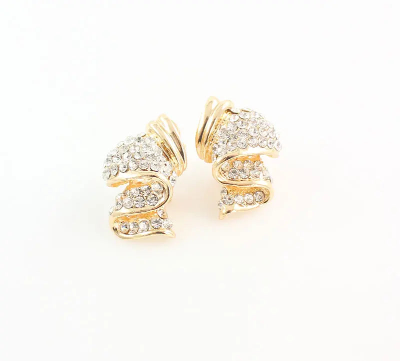 Wholesale Fashion Gold Color Alloy Rhinestone Wedding Jewelry Sets Necklace Bracelet Ring Earrings for Women Bridal (047)