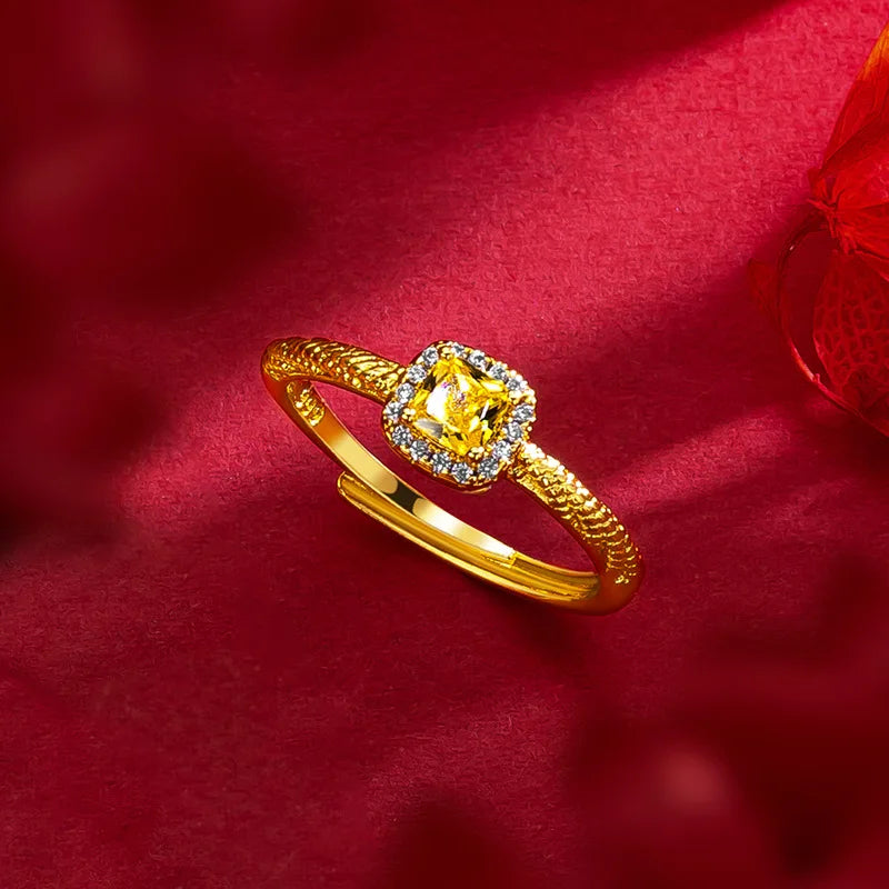 Women'S Light Luxury Flash Small Candy 9999 24K Real Gold Yellow Diamond Necklace Bracelet Ring Earnailhigh Grade Feeling Candy (066)