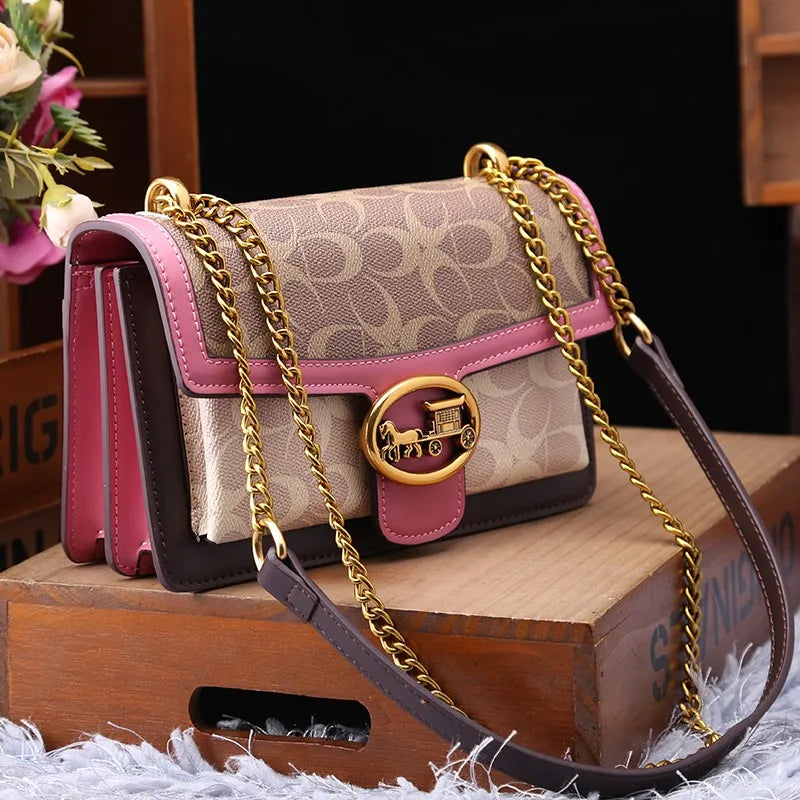 Light Luxury Women'S Bag 2025 New High-End Color Contrast Single Shoulder Underarm Bag Designer Fashionable Crossbody Small Squa (016)