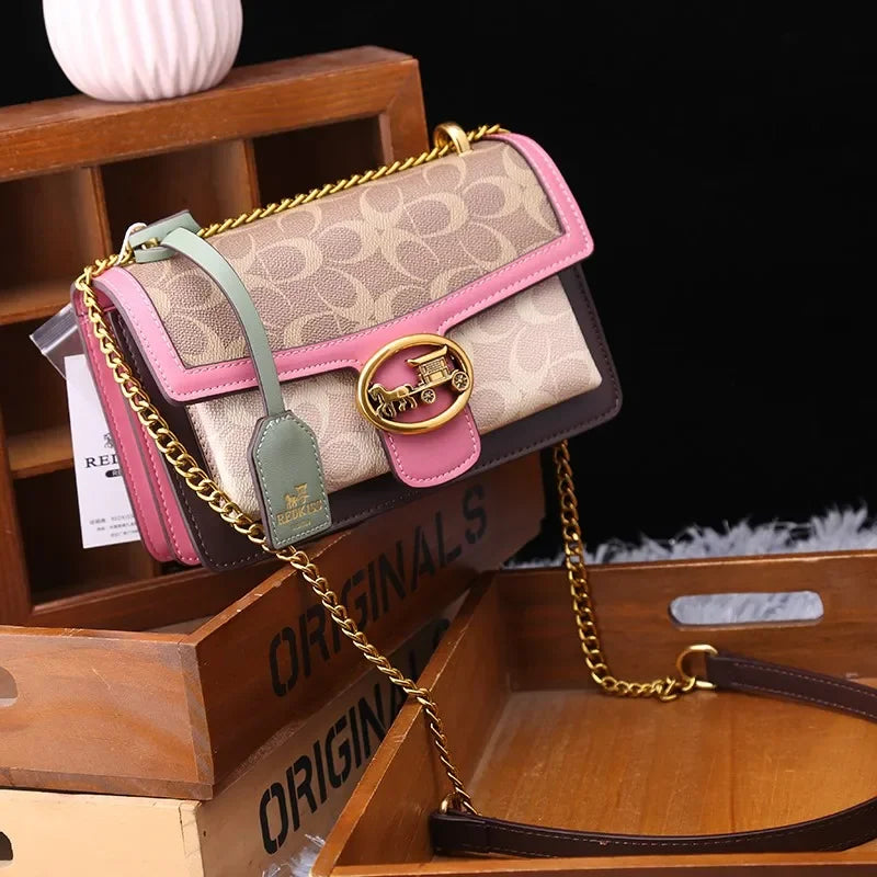 Light Luxury Women'S Bag 2025 New High-End Color Contrast Single Shoulder Underarm Bag Designer Fashionable Crossbody Small Squa (016)