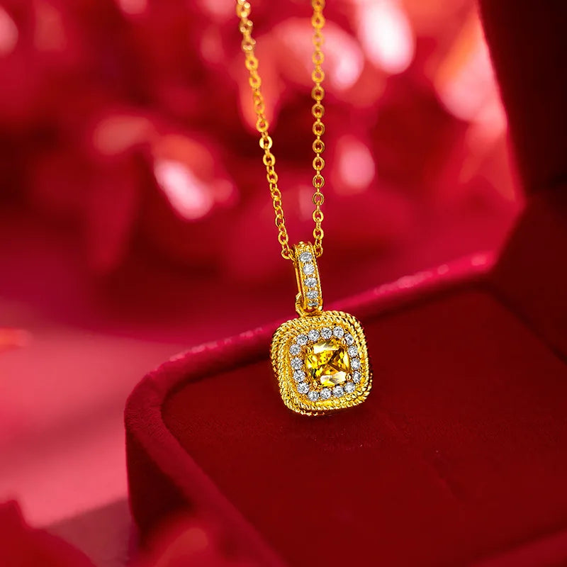 Women'S Light Luxury Flash Small Candy 9999 24K Real Gold Yellow Diamond Necklace Bracelet Ring Earnailhigh Grade Feeling Candy (066)