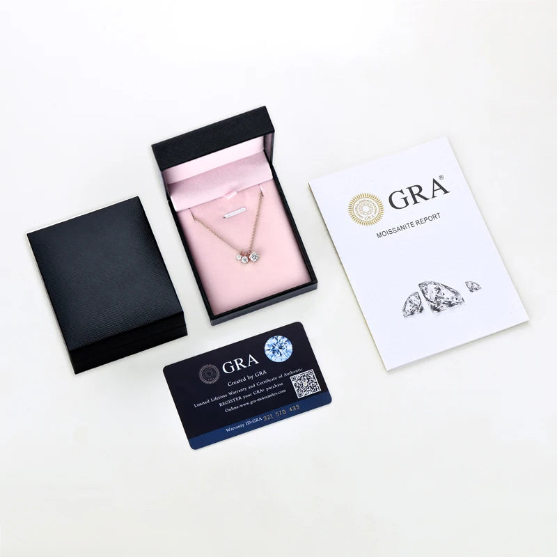 5Mm&4Mm&3Mm round Full Moissanite Diamond Pendant Necklace Original 925 Silver Women'S Engagement High Quality Fine Jewelry (088)