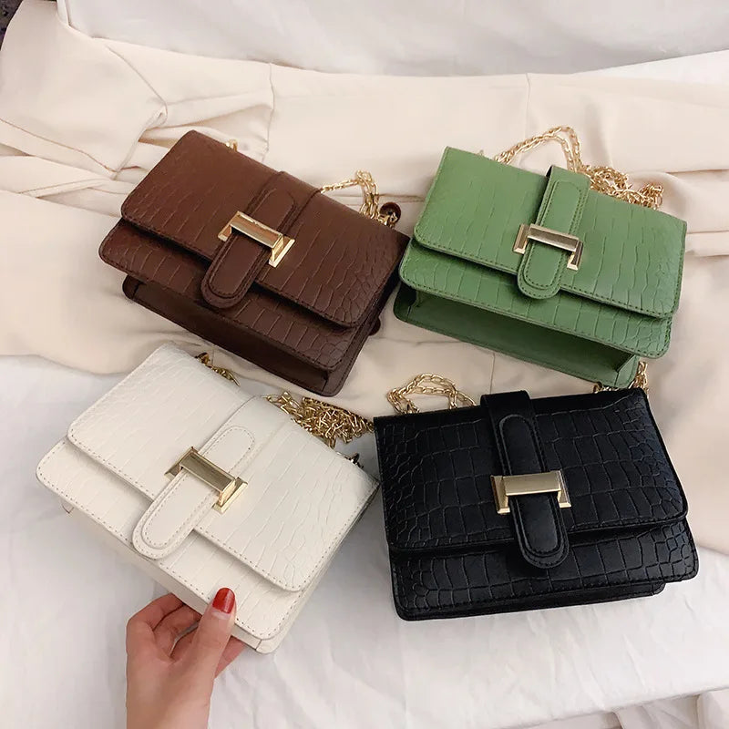 Luxury Stone Pattern Women Single Shoulder Crossbody Bags Fashion PU Leather Chains Handbags Messenger Bag Small Square Bag (042)