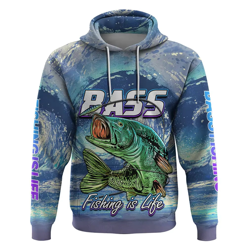 Fashion Men'S Hoodies Fishing Print Outdoors Casual Sweatshirts 2025 New Long Sleeves Hoodies Loose Men'S Clothing Y2K Tops