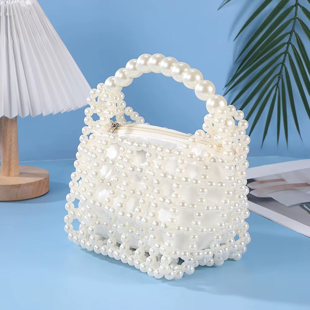 Handmade Evening Dress Bag Hollow Design Evening Dress Bag Socialite Travel Storage Bag Pearl Handbag Senior Gift Bag (052)