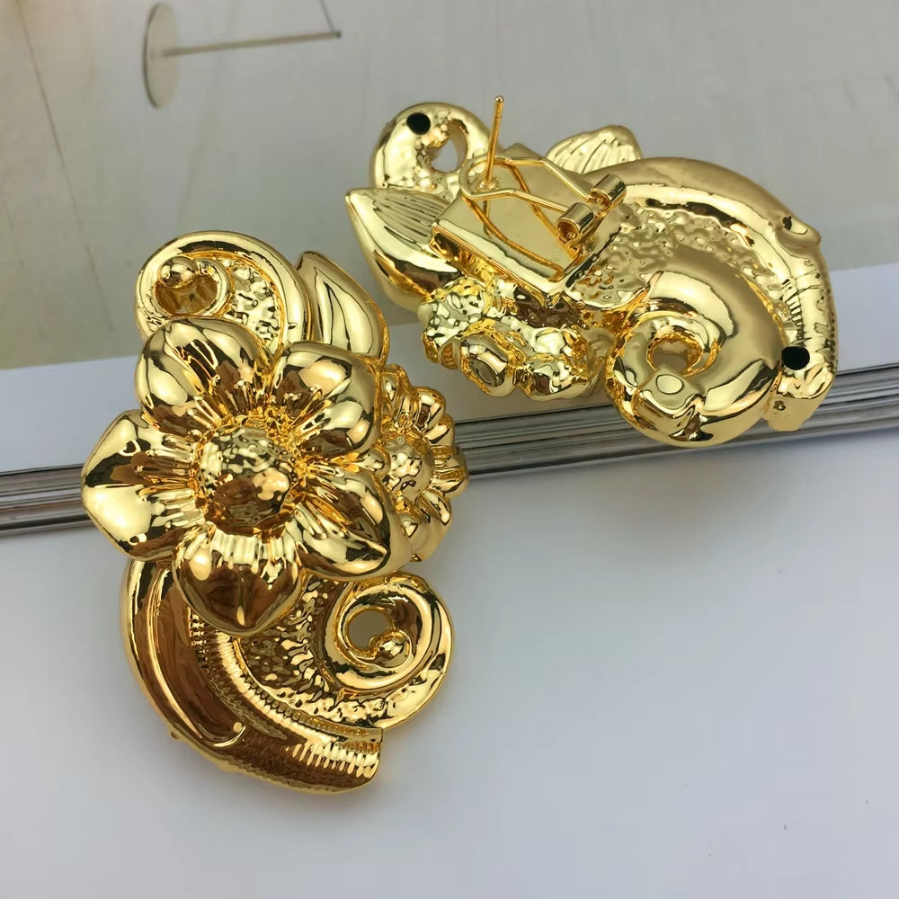 Newest Brazilian Jewelry Copper Long Chain with Earrings Light Weight Earrings for Women FHK18916