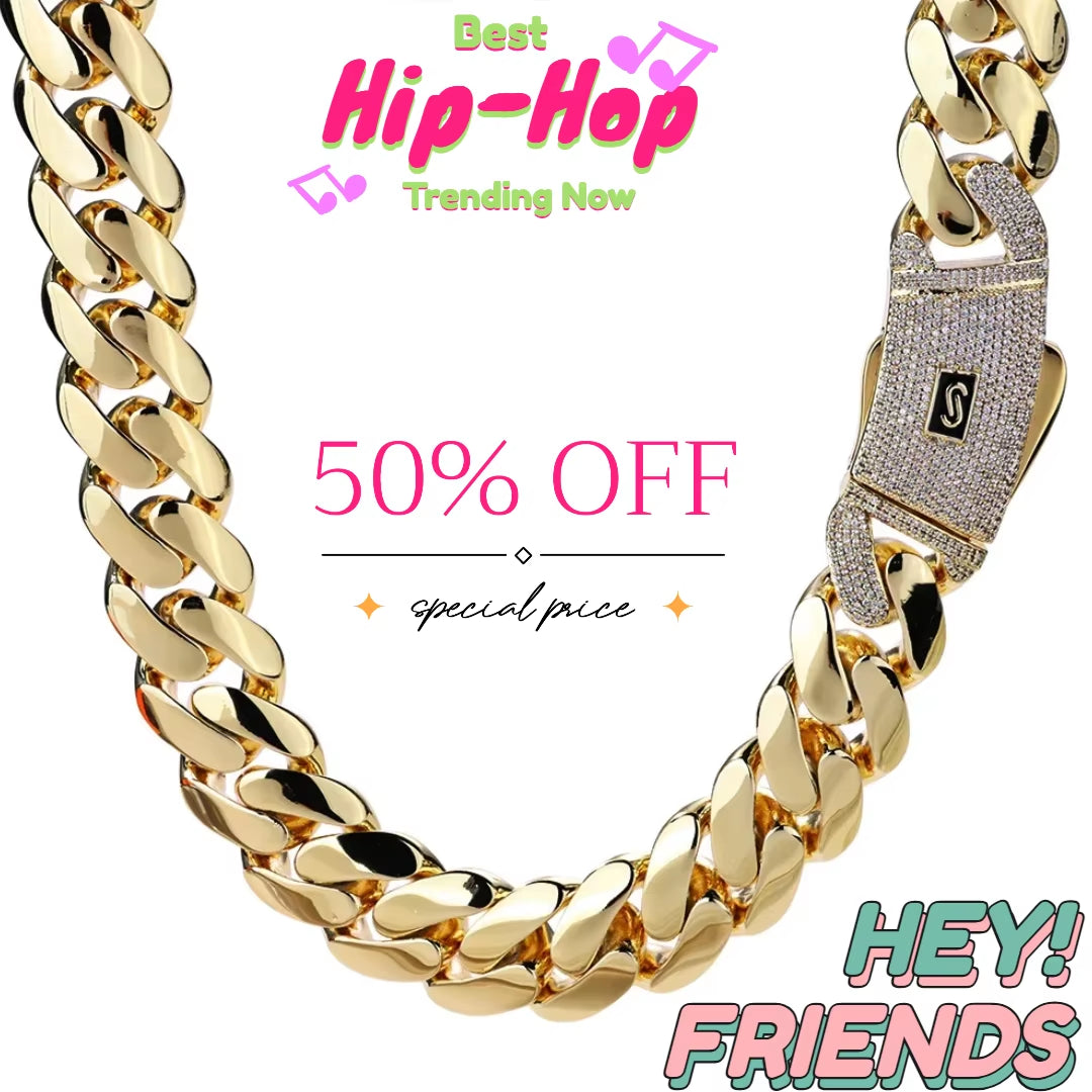 Wholesale Choker 18K Gold Chunky Custom Cuban Link Chain Gold Plated Cuban Miami Necklace 20Mm Hip Hop Jewelry